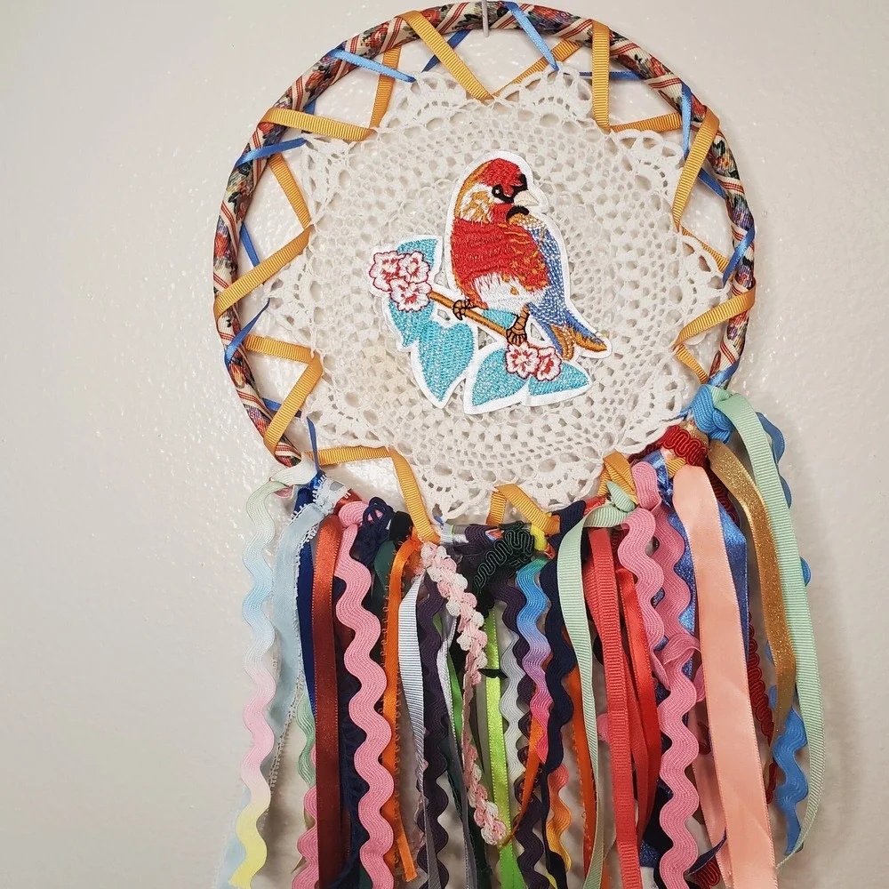 Parrot Bird Boho Bohemian OOAK Dream Catcher 8.5